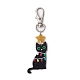 クリスマステーマのアクリルペンダント装飾  合金製回転式ナスカンカニカン付き  猫の形  ブラック  83mm HJEW-JM01388-1