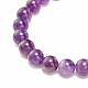 Natural Amethyst Round Beaded Stretch Bracelet with Bullet Shape Charm BJEW-JB08310-03-5