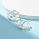 Natural Pearl Wire Wrapped Beaded Hoop Earrings for Women EJEW-JE04758-01-2