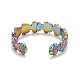 Chapado en iones de color del arco iris (ip) 304 anillo de puño abierto con envoltura de flores de acero inoxidable para mujer RJEW-A005-17-3