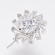 Laiton écologique micro pave zircone cubique tasse perle cheville bails broche pendentifs ZIRC-F083-113P-RS-1