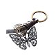 Punk Style Woven Cow Leather Alloy Pendant Keychain KEYC-PW0006-02P-1