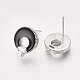 Accessoires de puces d'oreilles émaillés en laiton KK-T038-575A-P-NF-1