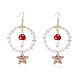 Boucles d'oreilles pendantes grand cercle en perles de verre EJEW-SW00015-02-1