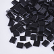 2ホールガラスシードビーズ  不透明色  正方形  ブラック  5x4.5~5.5x2~2.5mm  穴：0.5~0.8mm  約1180個/袋 SEED-S031-L-049-1