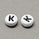 Perline con lettere a foro orizzontale in acrilico bianco e nero SACR-Q101-01-3