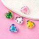 5Pcs 5 Colors Transparent Glass Heart Beads GLAA-YW0003-18-5