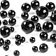340 pièces 4 tailles brins de perles de pierre noire synthétiques G-LS0001-10-4
