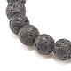 Natural Lava Rock Round Beaded Stretch Bracelet with Halloween Alloy Enamel Charm BJEW-JB08012-7