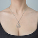 201 Stainless Steel Hollow Teardrop with Flower Pendant Necklace NJEW-OY002-07-2