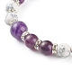 Bracelet extensible perles rondes pierres naturelles mélangées & howlite synthétique BJEW-JB06919-6
