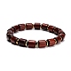 Bracelet extensible perles colonne bois naturel ciré BJEW-JB07089-4