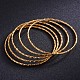 SHEGRACE Classic 24K Golden Plated Rolling Buddhist Bangles with Diagonal Pattern JB165A-3
