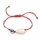 Bracelet de perles tressées en acrylique et émail mauvais œil BJEW-JB08130-01-1