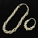 Pearl Jewelry Sets: Bracelets and Necklaces SJEW-R043-03-1