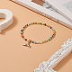 Bracelet extensible en perles de rocaille colorées avec breloques en laiton pour femme BJEW-JB09218-04-2