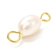 天然培養淡水真珠ビーズはコネクターをリンクします  金色の304ステンレス鋼のアイピン付き  ライス  貝殻色  17~18x6.5~7mm  穴：2mm PALLOY-JF00941-02-1