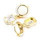 Rack Plating Real 18K Gold Plated Brass Enamel Rectangle Dangle Hoop Earrings EJEW-K245-50G-01-2