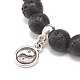 2 pièces 2 style pierre de lave naturelle et howlite bracelets extensibles perlés ronds sertis de breloques en alliage yin yang BJEW-JB08457-6