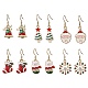 6 пара сережек-подвесок из сплава с эмалью EJEW-JE06605-2