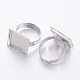 Componentes de anillo con almohadilla de latón ajustable chapado en platino para fabricación de joyas X-KK-J053-P-2