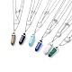 Natural & Synthetic Mixed Stone Pendant Tiered Necklaces NJEW-JN02414-1