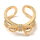 Brass with Cubic Zirconia Open Cuff Rings RJEW-B052-01G-2