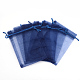 オーガンジーギフトバッグ巾着袋  巾着付き  長方形  ミッドナイトブルー  12x10cm OP001-7-3