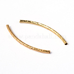 Бисера латунной трубки, изогнутые, золотые, шириной около 2 мм, 35 мм длиной, отверстие : 1 мм