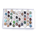 Bagues en pierre mixtes naturelles et synthétiques, avec les accessoires en alliage, platine, couleur mixte, 18~20 mm, environ 50 pcs / boîte
