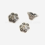 Cappucci di perline in filigrana di campana di fiori in lega di stile tibetano, 6 -petal, piombo & cadimo libero, argento antico, 9x5.5mm, Foro: 1.4 mm