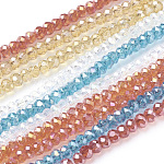 Electroplate Glass Beads Strands, AB Color Plated, Faceted Rondelle, Mixed Color, 3x2mm, Hole: 0.5mm, about 165~170pcs/strand, 16.7 inch