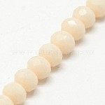 Nachahmung Jade Glas facettierte Rondelle Perlen, Navajo weiß, 6x4 mm, Bohrung: 1 mm, ca. 95 Stk. / Strang, 17.7 Zoll