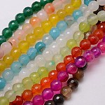 Chapelets de perles d'agate naturelle, facette, teinte, ronde, couleur mixte, 8mm, Trou: 1mm, Environ 48 pcs/chapelet, 15 pouce