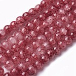 Rociar perlas de vidrio pintado hebras, redondo, piel roja, 8~8.5mm, agujero: 1.5 mm, aproximamente 100 pcs / cadena, 31.1 pulgada (79 cm)