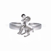 304 Stainless Steel 12 Constellations/Zodiac Signs Open Cuff Ring for Women RJEW-S405-156P-L