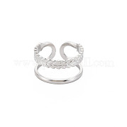 304 anillo de puño abierto de doble línea de acero inoxidable para mujer RJEW-S405-189P