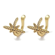 Серьги-каффы из латуни с микропаве и кубическим цирконием EJEW-C086-13G