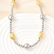 Двухцветные латунные круглые и овальные бусины NJEW-D314-08PG