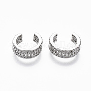 Латунные серьги-манжеты из прозрачного кубического циркония EJEW-R114-025P-NF