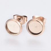 Плоские круглые серьги-гвоздики из нержавеющей стали 304 STAS-I323-20mm-RG