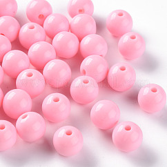 Abalorios acrílicos opacos, redondo, rosa perla, 12x11mm, agujero: 1.8 mm, aproximamente 566 unidades / 500 g