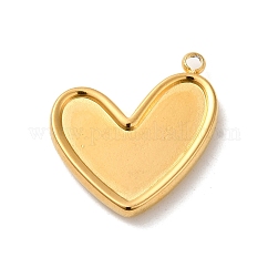 Pendentifs cabochons en acier inoxydable 304 pour émail, or, cœur, Plateau: 18x7~15 mm, 22x18x3mm, Trou: 1.8mm