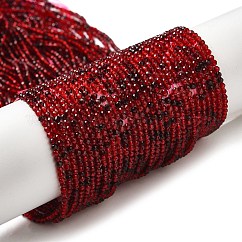 Fili di perline do vetro trasparente, piccole perle, sfaccettato, tondo, firebrick, 2mm, Foro: 0.6 mm, circa 188pcs/filo, 14.09'' (35.8 cm)