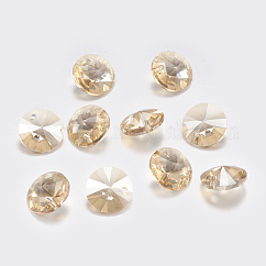Breloques de strass en verre à facettes, imitation cristal autrichien, cône, Golden Shadow, 8x4mm, Trou: 1mm