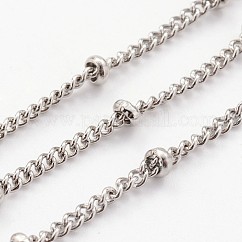 Chaînes torsadées en acier inoxydable 304 résistant au ternissement, gourmettes, soudé, chaînes satellites, avec bobine, perles de rondelle, couleur inoxydable, 2x1mm, environ 32.8 pied (10 m)/rouleau