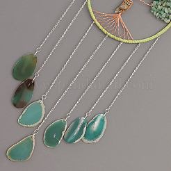 Кулон в форме дерева жизни из натуральной зеленой авантюриновой крошки&nbsp;HJEW-D302-03