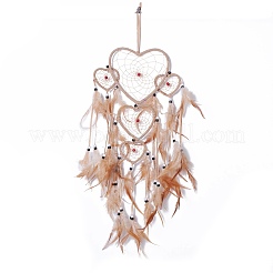 Тканая сетка / паутина ручной работы с перьями на стене&nbsp;HJEW-A001-04