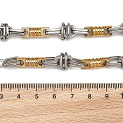 Ионное покрытие (ip) двухцветный браслет из нержавеющей стали 201 с колонной и овальными звеньями BJEW-B078-30GP