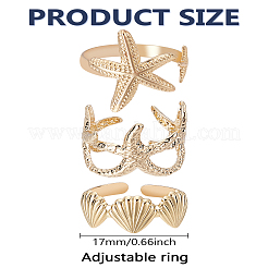 3шт. 3 набора железных манжетных колец&nbsp;RJEW-LP0004-10